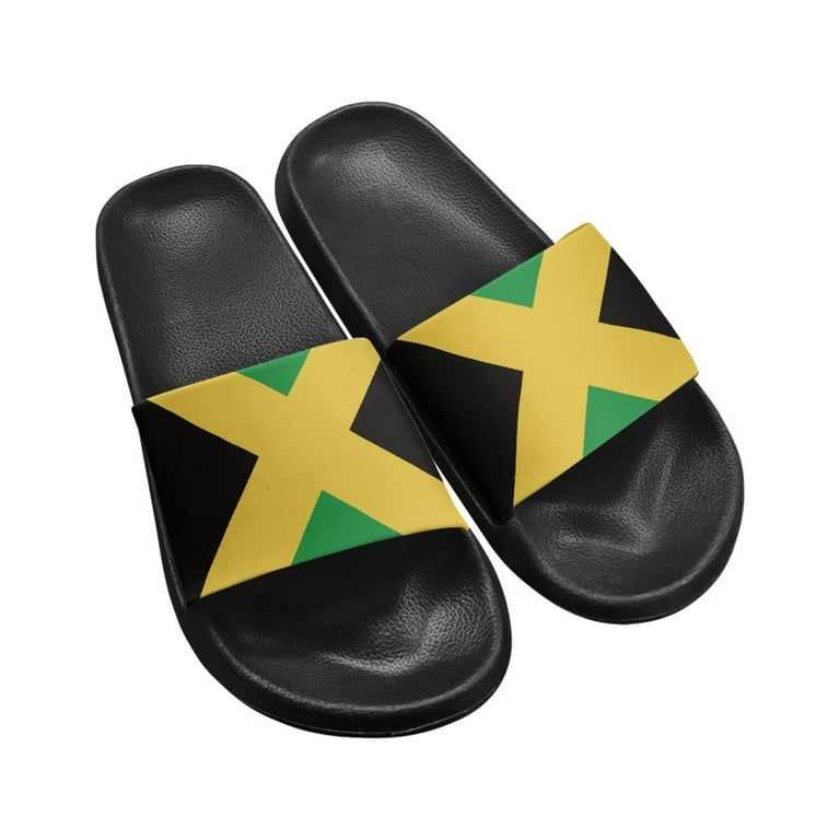 Psesaysky Jamaican Yellow and Green Slide Sandals for Women  display picture 3