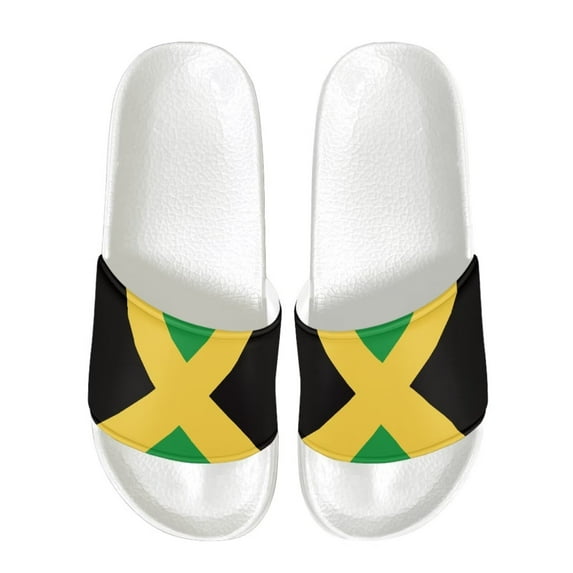Psesaysky Jamaican Yellow and Green Slide Sandals for Women Flexible Comfortable Sandals Suitable for Bathroom Beach Swimming Pool Anti-Slip Lightweight Sandals
