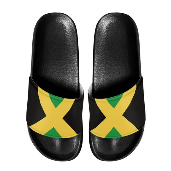 Psesaysky Jamaican Yellow and Green Slide Sandals for Women Flexible Comfortable Sandals Suitable for Bathroom Beach Swimming Pool Anti-Slip Lightweight Sandals