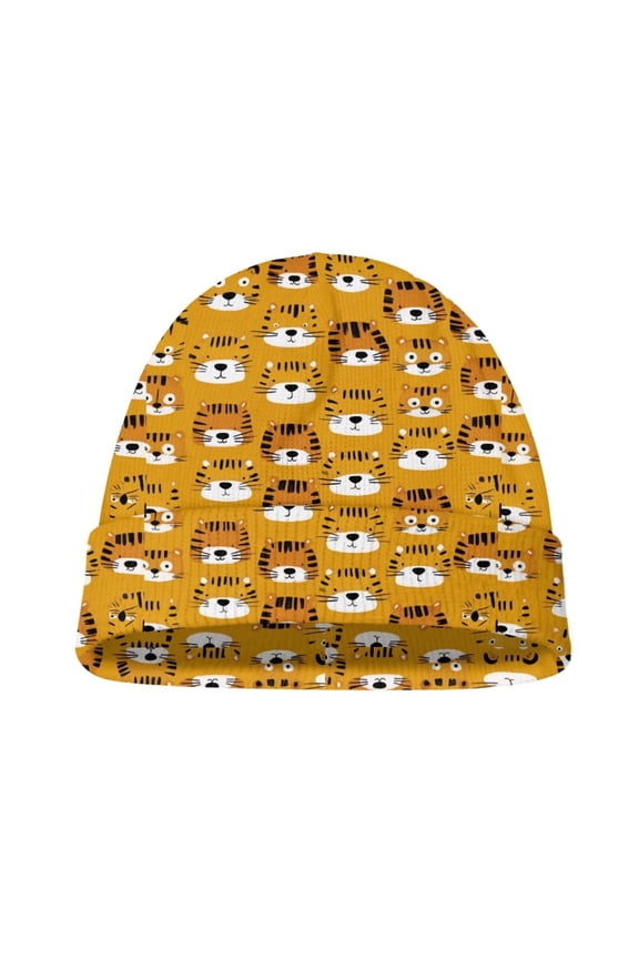 Kids Beanie Cartoon Tiger Print Boys Girls Beanies Children Winter Hats Children Knit Warm Caps Kids Soft Beanie Cap