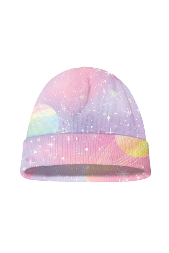 Kids Beanie Cute Toddler Winter Hat Boys Girls Kids Soft Warm Knit Cuffed Caps Beanies for 0-8 Years (Pink Galaxy)