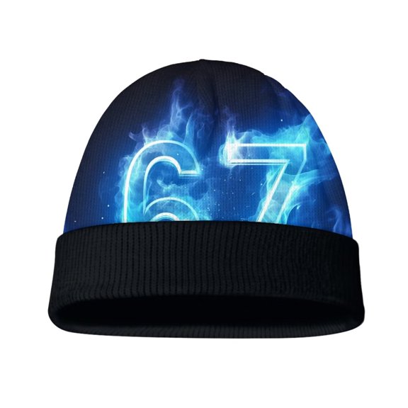 Psesaysky Kids Beanie Six Seven Blue Flame Boys Girls Beanies Children Winter Hats Children Knit Warm Caps Kids Soft Beanie Cap