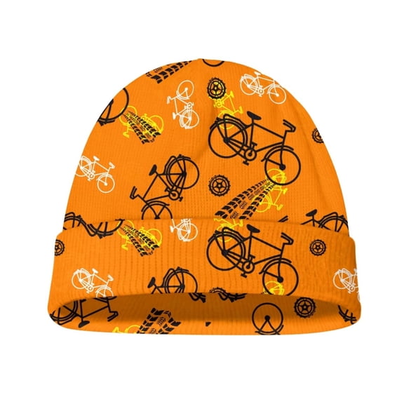 Psesaysky Kids Beanie Toddler Beanie Knit Hat Winter Hats for Boy Girl Winter Clothes Warm Knit Cap (Orange Bicycle)
