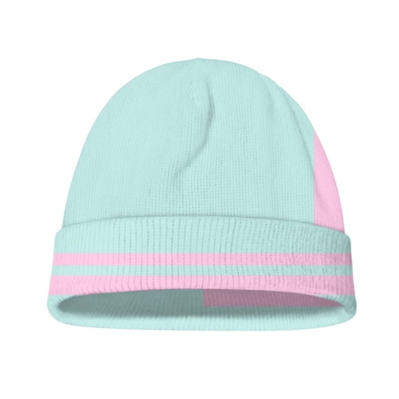 Psesaysky Kids Blue Pink Print Beanies Cute Winter Hats Cold Weather Hat Unisex Skull Cuffed Skiing Caps Hats