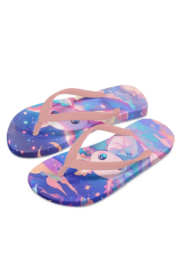 Kids Boys Girls Flip Flops Cartoon Axolotl Sky Print Comfort Quick-Dry Beach Pool Thong Sandals(Little Kid/Big Kid) Size 1