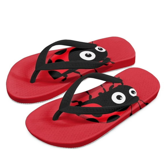 Psesaysky Kids Boys Girls Flip Flops Funny Ladybug Print Comfort Quick-Dry Beach Pool Thong Sandals(Little Kid/Big Kid) Size 10