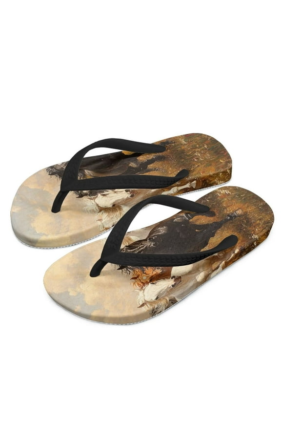 Kids Boys Girls Flip Flops Running Horse Print Comfort Quick-Dry Beach Pool Thong Sandals(Little Kid/Big Kid) Size 10