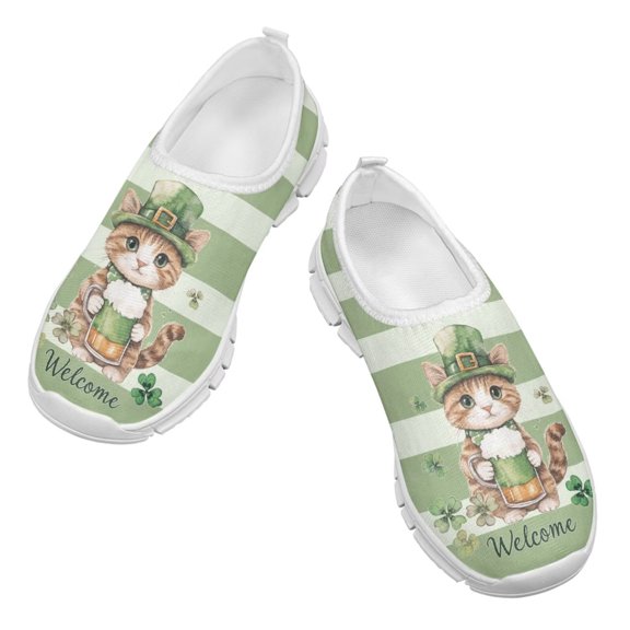 Psesaysky Kids Boys' Green Casual Shoes for St. Patrick's Day Skin-Friendly Wear-Resistant Walking Shoes Size 11-15