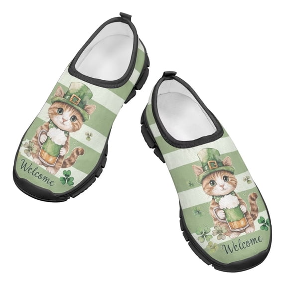 Psesaysky Kids Boys' Green Casual Shoes for St. Patrick's Day Skin-Friendly Wear-Resistant Walking Shoes Size 11-15