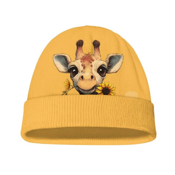 Psesaysky Kids Cute Giraffe Print Beanie Hats for Unisex, Toddler Windproof Beanies Baby Girl Boy Winter Hat Warm Cap for Toddler