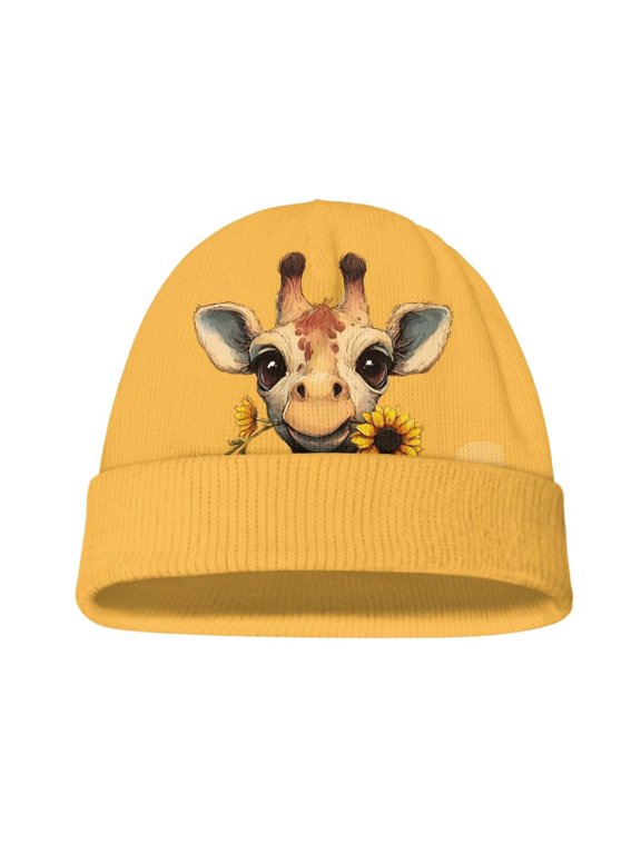 Kids Cute Giraffe Print Beanie Hats for Unisex, Toddler Windproof Beanies Baby Girl Boy Winter Hat Warm Cap for Toddler