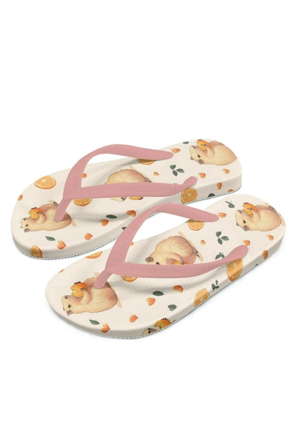 Kids Flip Flops Capybara&Lemon Print Boys Girls Sandals Water Shoes Boys Girls Unisex-Child Beach Shoes Flip Flops Size 10