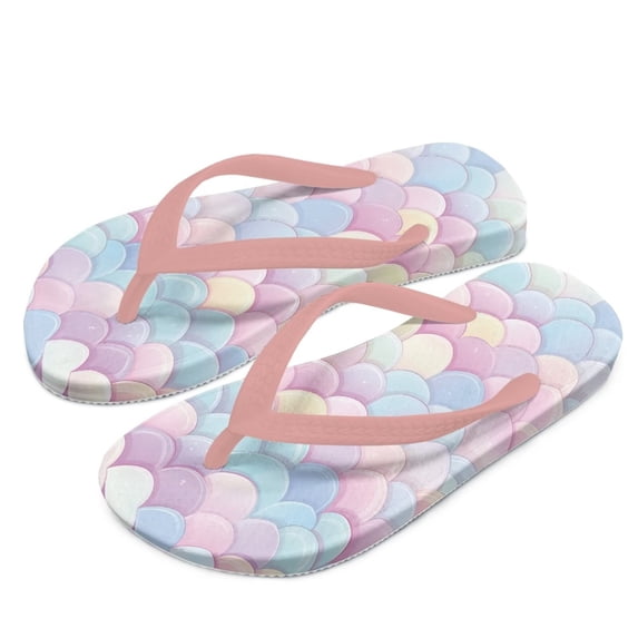 Psesaysky Kids Flip Flops Mermaid Scale Print Boys Girls Sandals Water Shoes Boys Girls Unisex-Child Beach Shoes Flip Flops Size 12