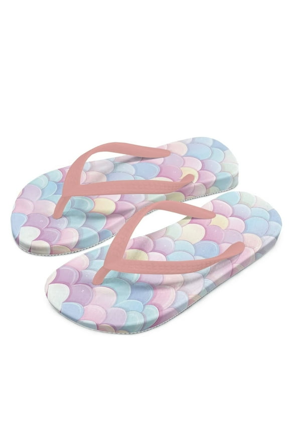 Kids Flip Flops Mermaid Scale Print Boys Girls Sandals Water Shoes Boys Girls Unisex-Child Beach Shoes Flip Flops Size 13.5