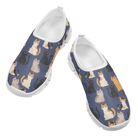 Psesaysky Kids Girls' Cats Casual Shoes Skin-Friendly Sneakers Slip-on Comfortable Durable Loafers Size 11-15