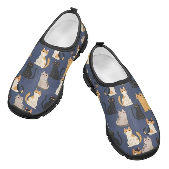 Psesaysky Kids Girls' Cats Casual Shoes Skin-Friendly Sneakers Slip-on Comfortable Durable Loafers Size 11-15