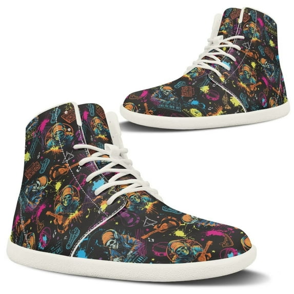 Psesaysky Lace up Leather Barefoot Shoes High-Top Fashionable Minimalist Shoes with Skeletons for Women Size 6-13.5