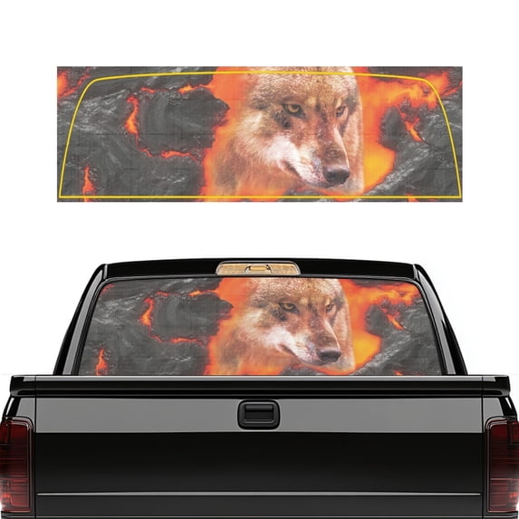 Psesaysky Lava Wolf Rear Window Decal 66.9 x 22.4 Inches, Vinyl See through Decal with UV Protection for Most Trucks and Automobiles