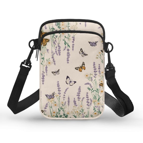 Psesaysky Lavender Daisy Crossbody Bag, with Crossbody Shoulder Strap Cell Phone Purse Polyester Adjustable Shoulder Strap Cross Body Purse for Casual Outings Shop