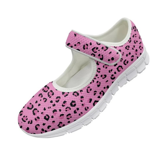 Psesaysky Leopard Print Casual Shoes for Women Ladies Breathable Comfortable Velcro Shoes Easy to Wear Valentine Gift for Wife Girlfriend Mom