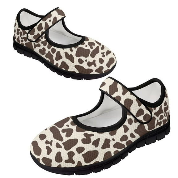 Psesaysky Leopard Print Mesh Cloth Casual Shoes for Women Girls Lightweight Breathable Velcro Sneakers Size 5.5-10