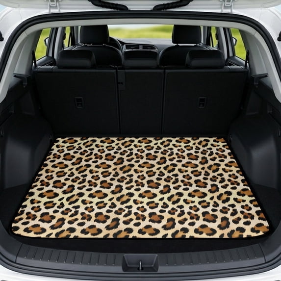 Psesaysky Leopard Print Pattern Rear Seat Cover Protector, Durable Machine Washable Dog Seat Cover, Trunk Protection for Vacation