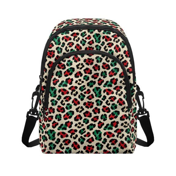 Psesaysky Leopard Print Pattern Small Crossbody Wallet for Hiking Travel, Multi Card Slot Daypack Polyester Mini Crossbody Bag