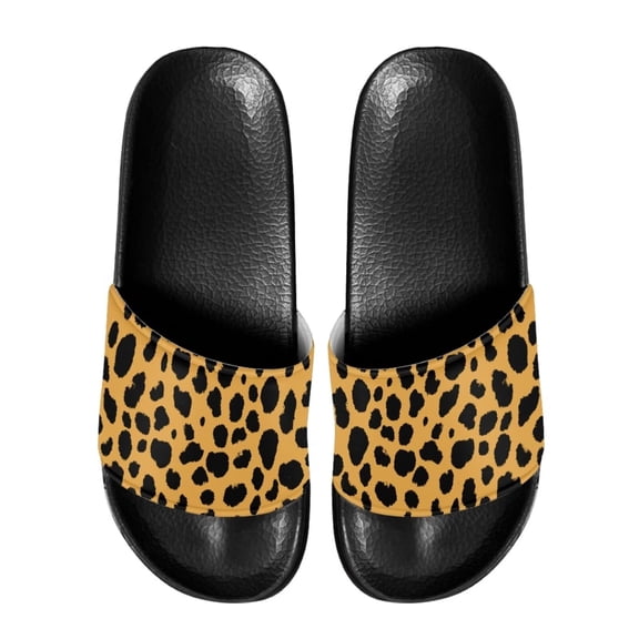 Psesaysky Leopard Print Slide Sandals for Women Big Girls Fashionable Comfortable Sandals Indoor Outdoor Anti-Slip Lightweight Sandals Shoes