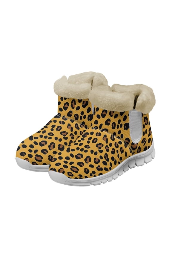 Leopard Print Snow Boots for Women Outdoor Slip-on Comfortable Short Booties Anti-Slip Warm Size 6-12