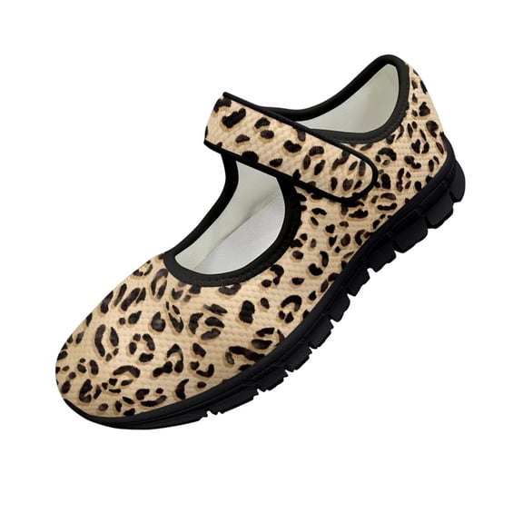 Psesaysky Leopard Print Velcro Shoes for Women Girls Breathable Comfortable Stylish Casual Shoes Size 5.5-10