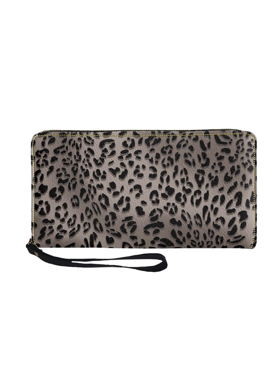 Leopard Zip Around Card Holder Clutch, Waterproof Women's Wallets with Zipper for Shopping Travel Dating