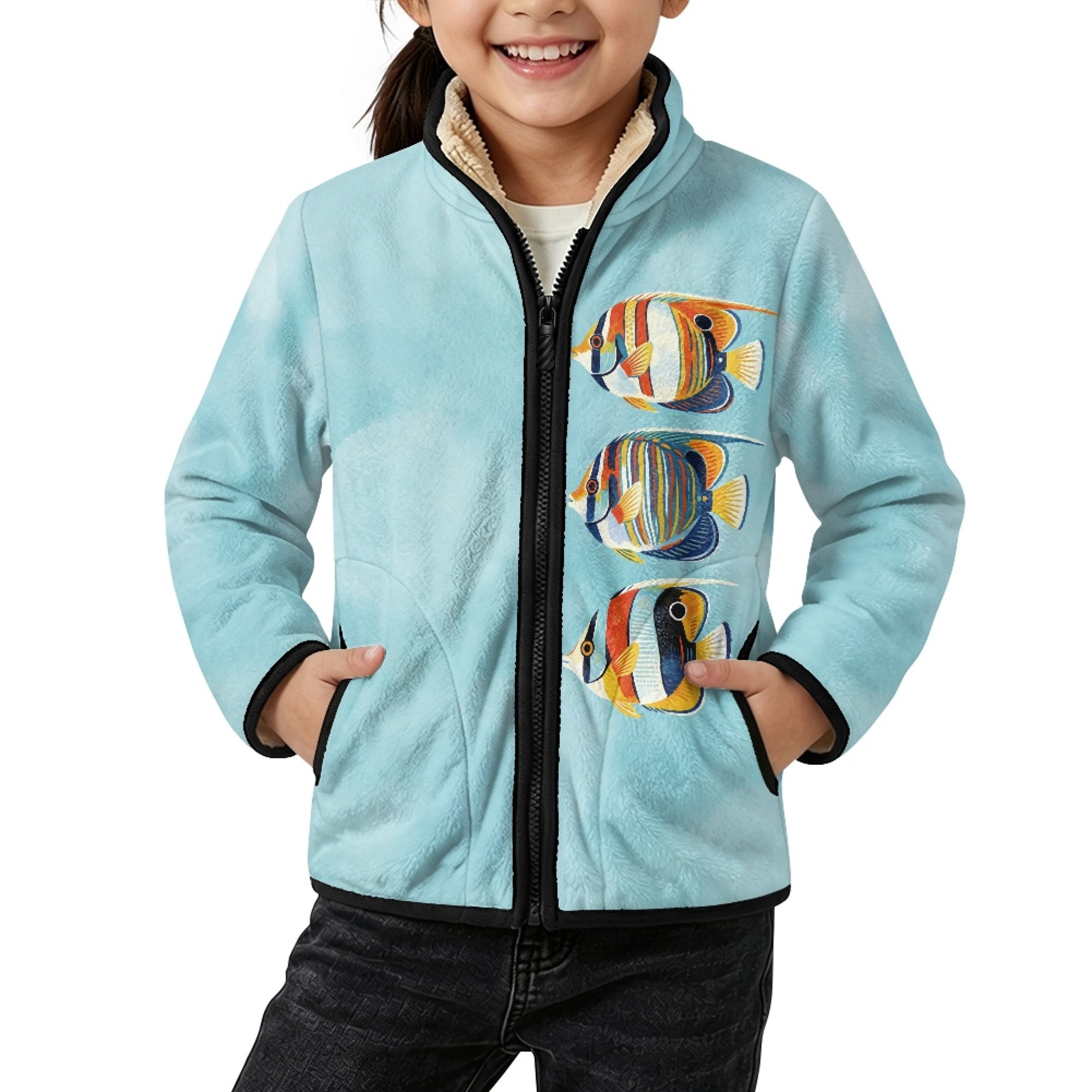 Psesaysky Light Blue Boys Winter Coat Angelfish Fleece Jacket with ...