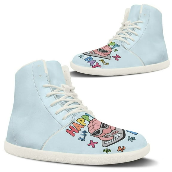 Psesaysky Light Blue PU Leather Barefoot Shoes for Girl Students High-Top Fashion Comfort Easy to Maintain Size 6-13.5