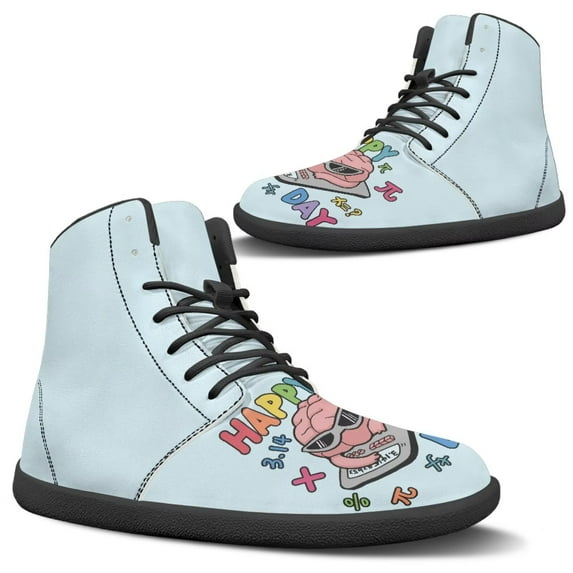 Psesaysky Light Blue PU Leather Barefoot Shoes for Girl Students High-Top Fashion Comfort Easy to Maintain Size 6-13.5