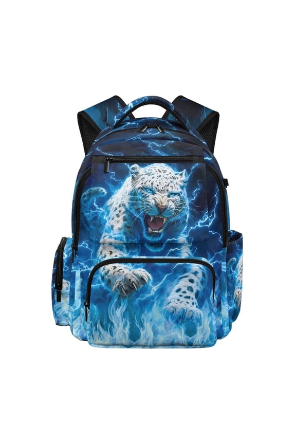 Lightning Snow Leopard Graphic Design School Bag with Lightweight, Multi-Pocket Large Capacity 17 Inch Schoolbags for Elementary Middle