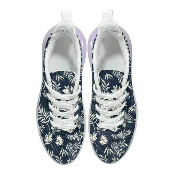 Psesaysky Lightweight Breathable Sneakers for Women Print Running Shoes with Beautiful Leaves Comfortable Wear-Resistant Material