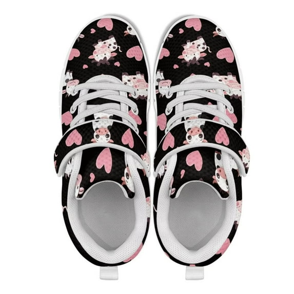Psesaysky Lightweight Breathable Sport Shoes for Children Unisex Children’s Athletic Shoes Kids' Hook & Loop Walking Shoes with Cows