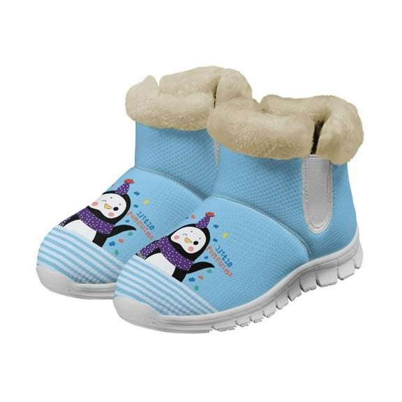 Psesaysky Little Penguins Snow Boots for Women Girls Winter Indoor Outdoor Comfortable Warm Plush Ankle Boots Size 6-12