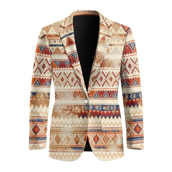 Psesaysky Long Sleeve Business Casual Suit for Prom Weddings, Polyester Slim Fit Mens Blazer Suit Jacket with One Button