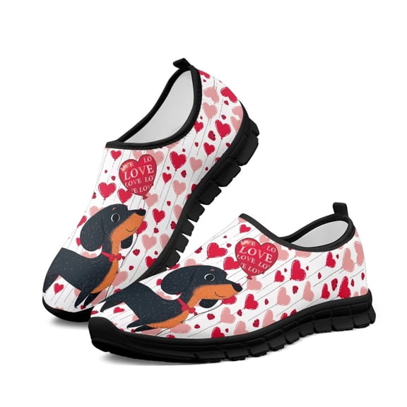 Psesaysky Love Heart Dogs Sneakers for Women Comfortable Durable Shoes Gift for Mom Wife Daughters Size 5.5-11.5
