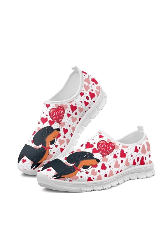 Love Heart Dogs Sneakers for Women Comfortable Durable Shoes Gift for Mom Wife Daughters Size 5.5-11.5
