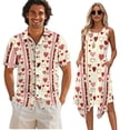thumbnail image 1 of Psesaysky Love Heart Stripe Mens Shorts Sleeve Shirt &Womens Sleeveless Flowy Tunic Dress Valentine's Day Couples Matching Hawaiian Luau Outfit His and Her Outfits with Pockets, 1 of 7