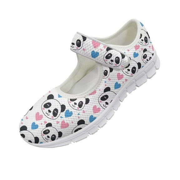 Psesaysky Love Pandas Pattern Casual Shoes for Spring Breathable Comfortable Velcro Sneakers for Girls Students Size 5.5-10
