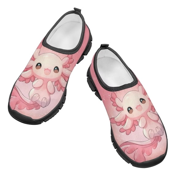 Psesaysky Lovely Axolotl Printed Casual Shoes Loafers for Kids Girls Anti-Slip Comfortable Sneakers Size 11-15