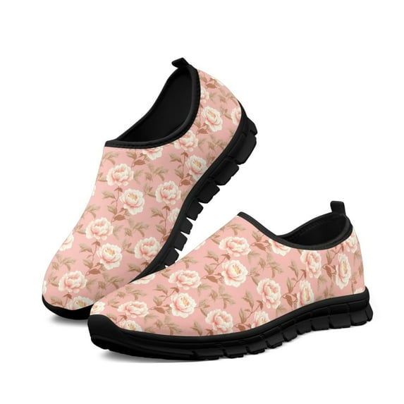 Psesaysky Low-Cut Casual Shoes Lightweight Breathable Running Sneakers Beautiful Peony Print Shoes Women
