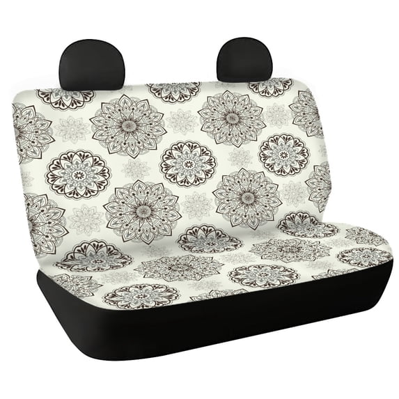 Psesaysky Mandala Flower Pattern Rear Bench Seat Covers for Cars, 2 Piece Soft Washable Back Seat Protectors for Sedan and Truck