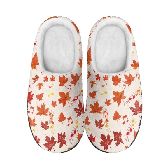 Psesaysky Maple Leaf Fluffy Cotton Slippers Winter Warm Slippers for Mom and Children Soft Comfortable Indoor Bedroom Slippers