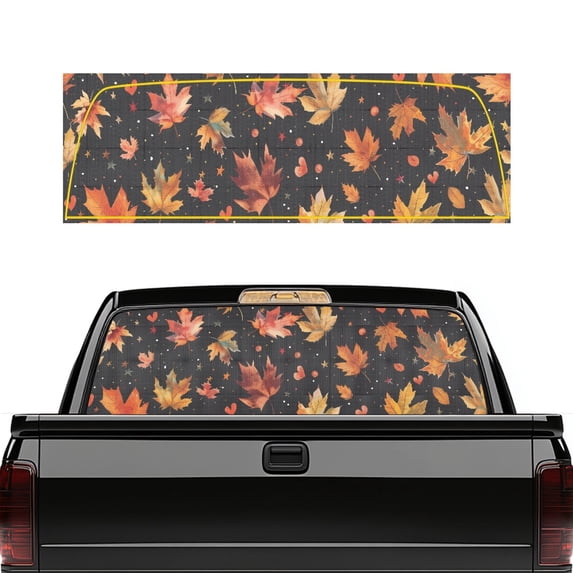 Psesaysky Maple Leaf Theme Car Rear Windshield Sunshade for Most Pickup Trucks, Perforated Not Deformable Vinyl Truck Rear Window Decal