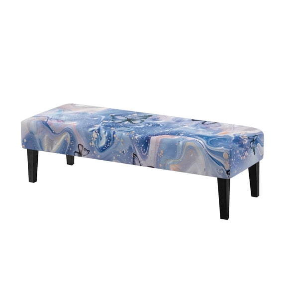 Psesaysky Marbled Butterfly Pattern Elastic Bench Protector, Elastic Band Polyester Spandex Fabric Bench Slipcover for Living Room Parties