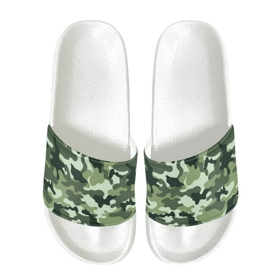 Psesaysky Men's Green Camouflage Slide Sandals Anti-Slip Lightweight Sandals Versatile Durable Shower Shoes Size 5-14